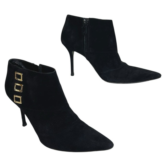 Roger Vivier - Women’s Suede Pointed Toe Bootie - Black, Size 36.5 IT, 6.5 US - Picture 5 of 16
